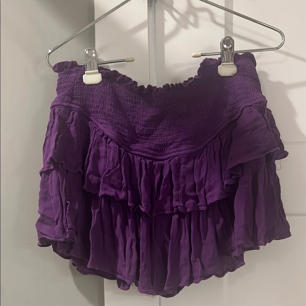 Purple Ruffled Mini Skirt